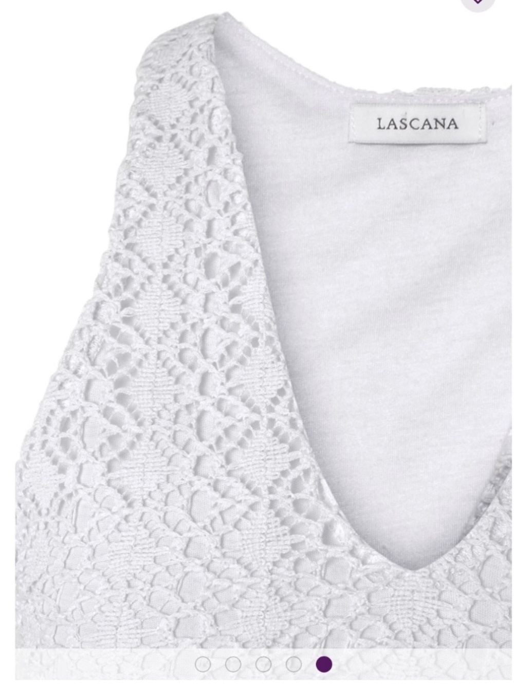 Lascana Lace V-neck top, white, size 4 NWT